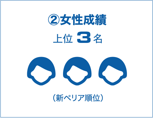 ②女性成績上位3名