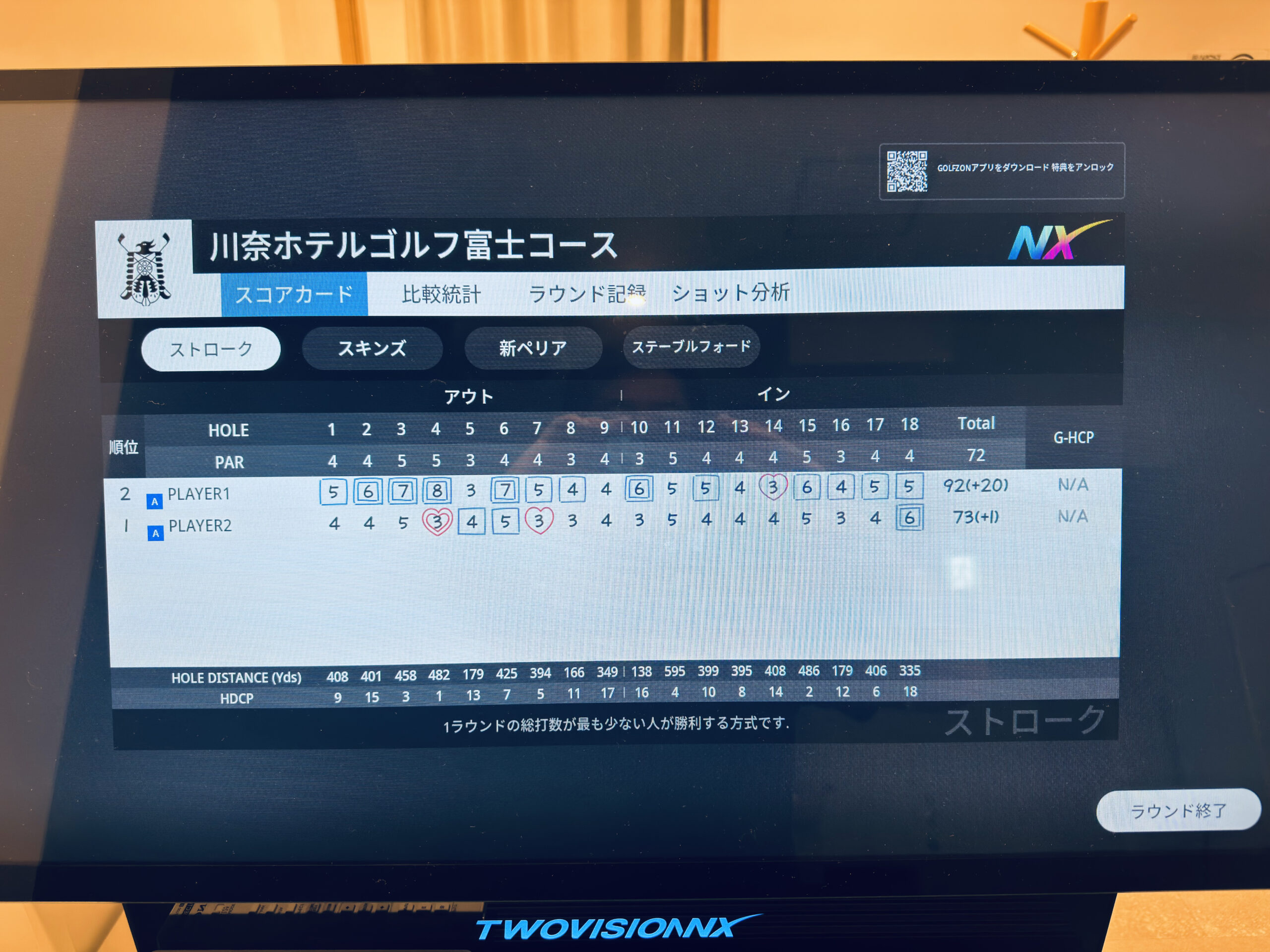 本コースとシミュレーションのスコア差