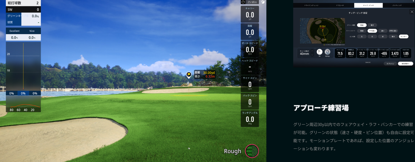 GOLFZONTWOVISIONNXアプローチ練習画面
