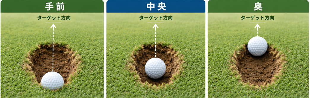 ディボット跡のボール3つのイメージ画像