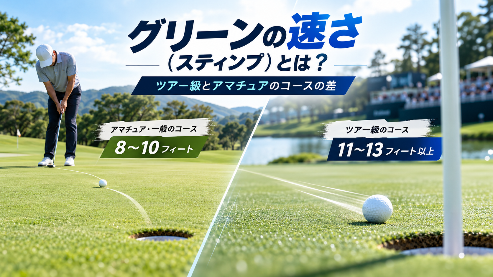 グリーンの速さ（スティンプ）とは？ツアー級とアマチュアのコースの差アイキャッチ画像