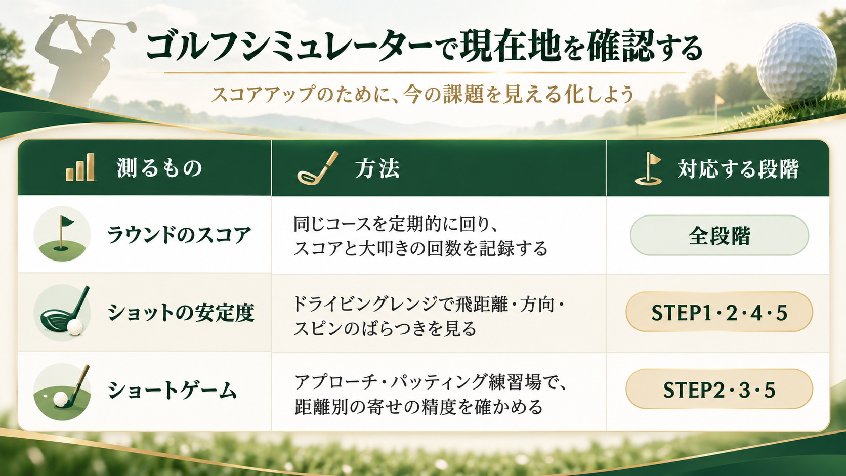 ゴルフシミュレーターで自分の現在地を確認する
